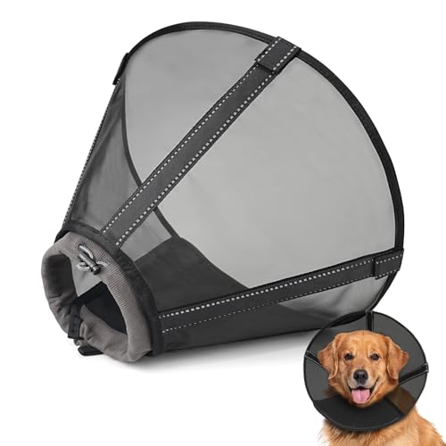 Image of Breathable Mesh Dog Cone Collar for Surgery, Soft Elizabethan Recovery Alternative to Stop Licking,Pet Neck Collar for Large Medium Small Breeds, M