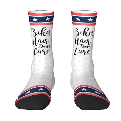PAUPPY Biker Hair Don稚 Care Gifts For Men Gifts Knee Socks for Women Long Tube Striped Socks Athletic Socks for Girls Youth