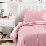 Amazon Basics Kid's Comforter Set - Soft, Easy-Wash Microfiber - Twin, Light Pink