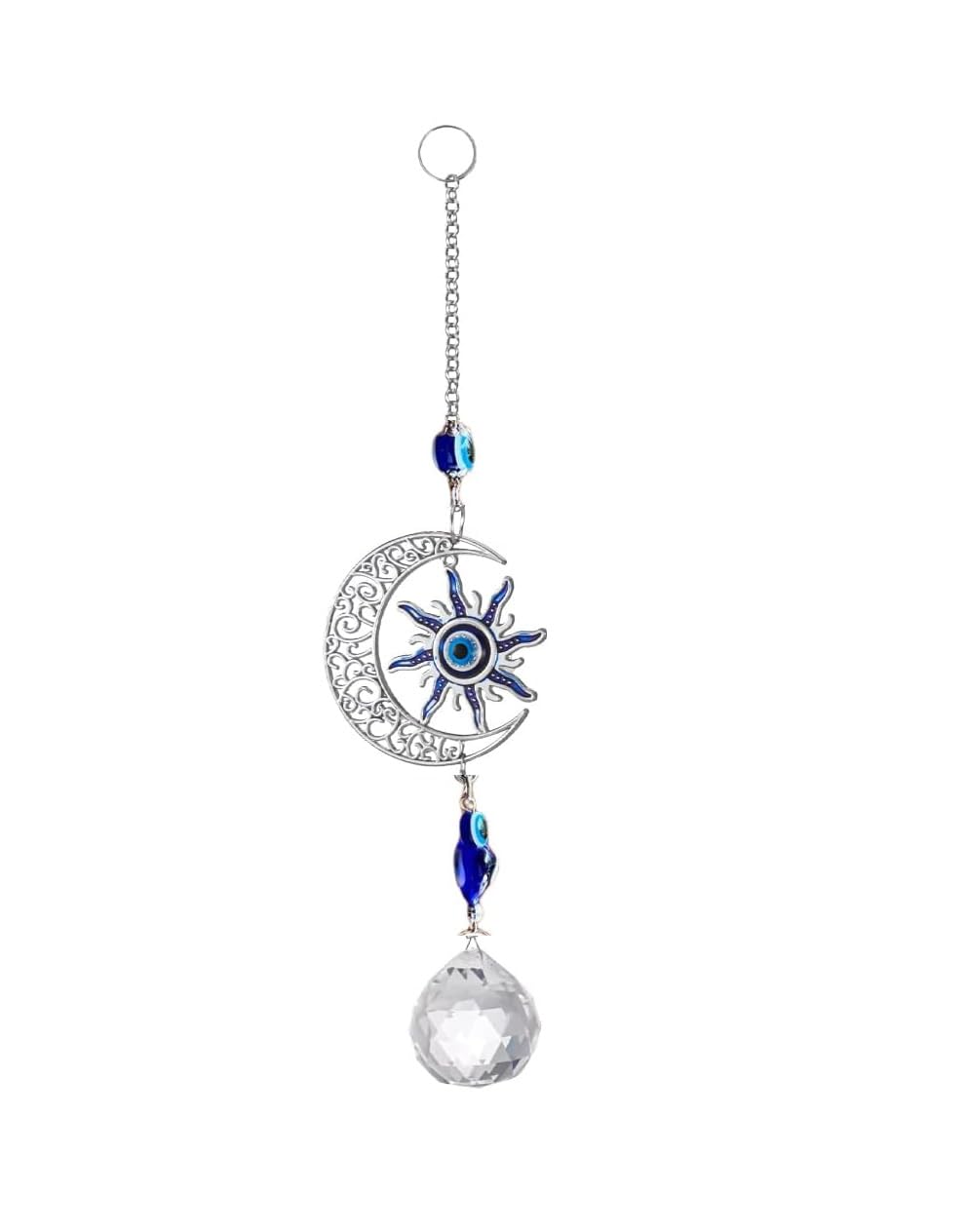 BLUE BEADS Home Decor Evil Eye Hanging Wall Hanging Car Hanging Crystal Angel Suncatcher with Crystals Balls Prism Rainbow Maker for Home, Office, Garden Decoration, Window Decorations Decor