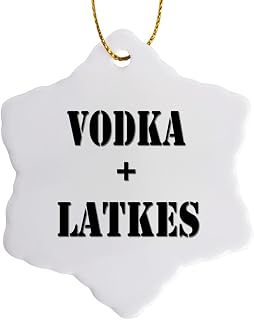 3dRose Vodka Plus Yiddish Potatoes Latkes Funny Quotes Snowflake Ornament, 3"