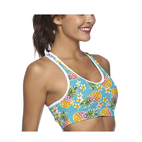 qyy Ladies Bra with Phone Pocket Flower Women Fitness Push Up Gym Running