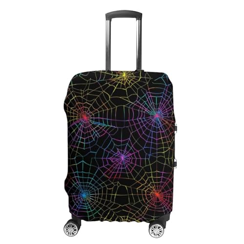Colorful Neon Spider Web Halloween Luggage Cover Travel Suitcase Cover Luggage Protector 22-24 Inch