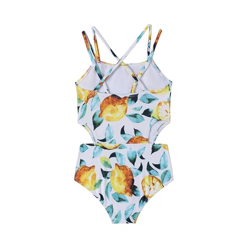 Image of LIZENS Girls' One Piece Leopard Swimwear Cut Out Spaghetti Straps Swimsuit Floral Beach Bathing Suit for Girls Toddler Kids