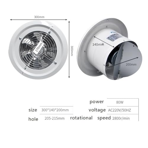 Ventilador de extracción de conducto empotrado 30 x 30 cm con alta succión para cocina y baño, ventilador potente para baño miniatura 5