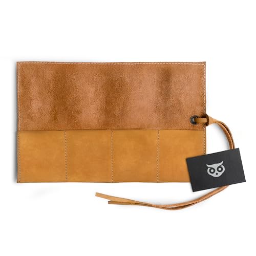 Image of Hide & Drink, Leather Watch Roll Organizer Handmade from Full Grain Leather, Holds Up to 4 Watches, Easy Carry On Watchlover Storage (Old Tobacco)