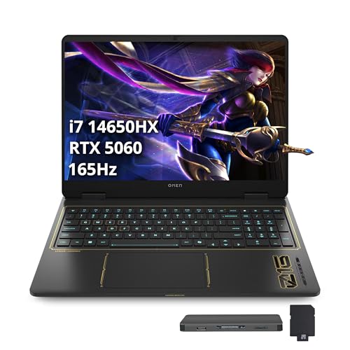 Image of HP Omen 16 inch FHD+ 165Hz Gaming Laptop, Intel i7 14650HX, NVIDIA GeForce RTX 5060 GDDR7, 32GB DDR5, 3TB Storage(2TB SSD+1TB Docking Station Set), 4-Zone RGB Backlit Keyboard, WiFi 6E, Win11 Pro, Black