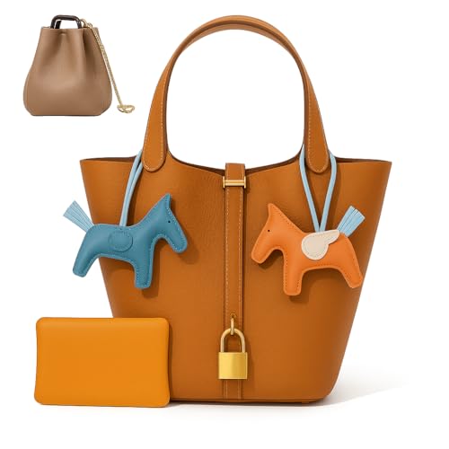 Large Genuine Leather Bucket Bag