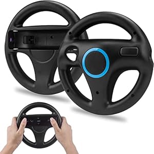 TechKen 2 STK Racing Lenkrad für Wii Fernbedienung Kompatibel mit Wii Kart, Controller und Racing Spiele