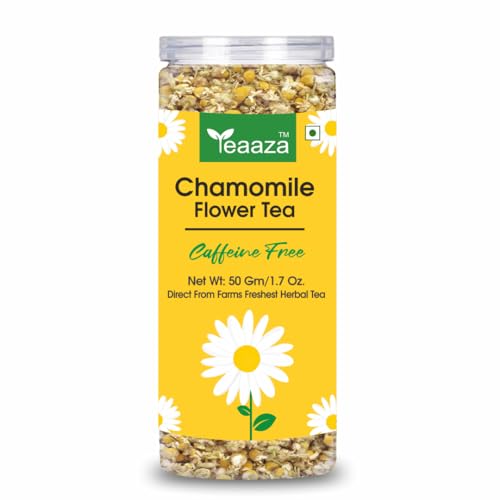 Image of Teaaza Organic Chamomile Tea for Sleep & Anxiety Relief - Loose Chamomile Tea Leaves for Natural Stress Relief, Relaxation, and Better Sleep | 50 Grams - 30+ Cups (Pack of 1)