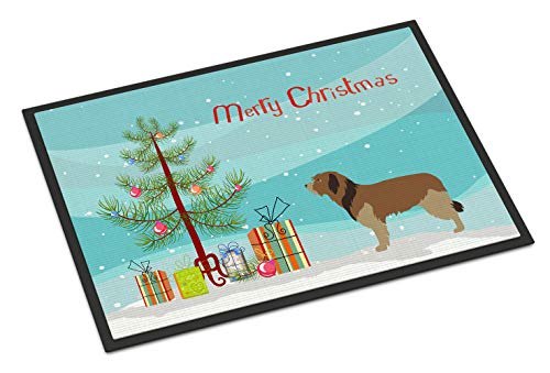 Caroline's Treasures BB8457MAT Catalan Sheepdog Christmas Doormat 18x27 Front Door Mat Indoor Outdoor Rugs for Entryway, Non Slip Washable Low Pile, 18H X 27W