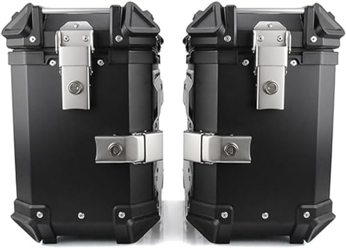CORGLI Caja de herramientas lateral universal para motocicleta, maletas rígidas, de aluminio de 38 L, impermeables, alforjas, A1, color negro