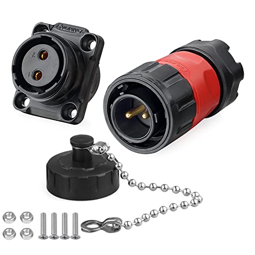 CNLINKO YM-20 Industrial Waterproof Connector IP68 Circular Aviation Plug PBT Plastic Shell M20 2-12 Pin Flange Socket (2-Pin)