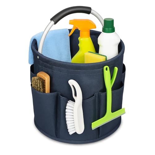 Ytingoo 17L (5 Gal) Foldable Cleaning Caddy with Handle - Portable Supply & Tool Organizer | Organizador de Limpieza para Accesorios (Blue)