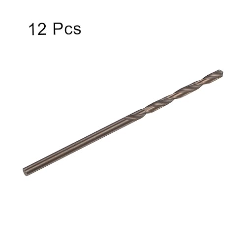 Miniatura 3 de HARFINGTON 12 brocas de cobalto, 0.069 pulgadas, M35 de alta velocidad, broca métrica de acero de alta velocidad, brocas de vástago recto para metal