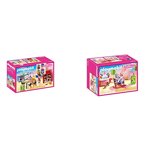 PLAYMOBIL® 70206 Familienküche & Dollhouse 70210 Babyzimmer, ab 4 Jahren