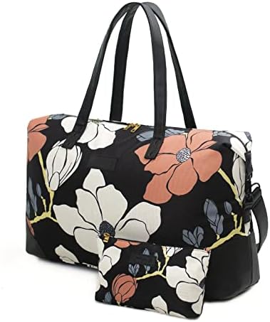 Jadyn Luna Women's Weekender Bag and Travel Duffel, Large 37 Liter Capacity (Magnolia Black)