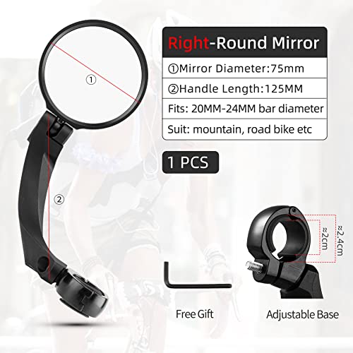 Rockbros Bike Mirror Handlebar Mount Bike Rear View Mirrors Adjustable 360°Rotatable Safety Bicycle Accessories Hd Convex Bike Mirror For Mountain Road E-Bike Dirt Bikes Handlebars #TOP3