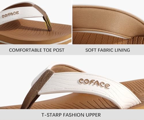 COFACE Men's Flip Flops Comfortable Yoga Mat Cushion Thong Sandals with Arch Support Casual Summer Beach Slides For Man, Size 7~153