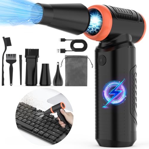 Hayousui Jet Fan Mini Blower: 200,000RPM Electric Compressed Air Duster 3-Gear Cordless Min Blower Turbo Fan No Canned Air Duster Portable Air Blower Keyboard Car Home Snow Leaf Cleaning Kit