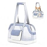 Hundetasche für Kleine Hunde Katzen, Hundetragetasche bis 5kg, Tragetasche Hund Katze Leichte Atmungsaktive Hunderucksack Katzentransporttasche Katzentasche Gassi Tasche Reisetasche, Blau