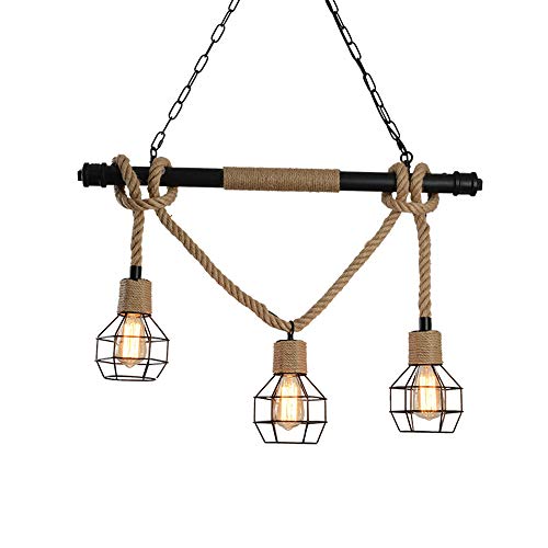 Luminaires industriels à LED en corde naturelle à 3 lumières pour séjour