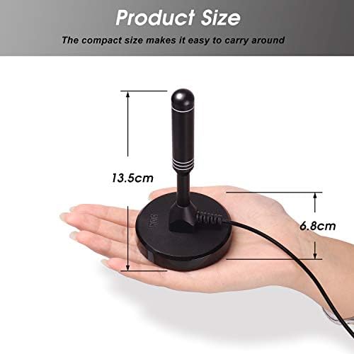 High Gain Freeview TV Aerial -August DTA240 - HD Portable Indoor/Outdoor Digital HD Antenna for USB TV Tuner / DVB-T Television / DAB Radio / SD / 4K - With Magnetic Base [Black]