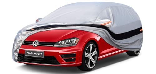 Image of 10 Layers Hatchback Car Cover Waterproof Breathable,100% Waterproof Outdoor Car Covers Custom Fit for VW Golf, Ford Focus, Hyundai i30, Seat Leon, Volvo V40, Vauxhall Astra, Citroen C4, Etc.