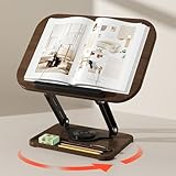 Buchständer zum Lesen, um 360 Grad drehbar, höhenverstellbar, mit Aufbewahrungsschlitz, geeignet für Büro, Küche, Kochbuch, Lehrbuch, Rezept, Tablet und Laptop, Präsentationsständer für Comicbücher