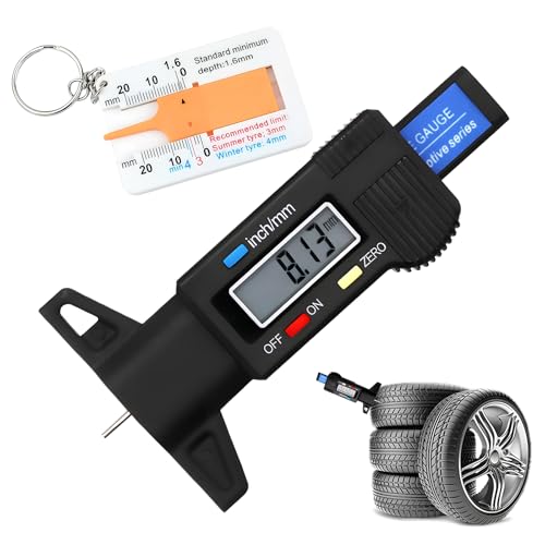 2 Pièces Jauge de Profondeur Digitale, 0-25.4 Mm Jauge profondeur pneu digitale avec grand écran LCD et outil mesure profondeur pneu bleu pour voitures,...