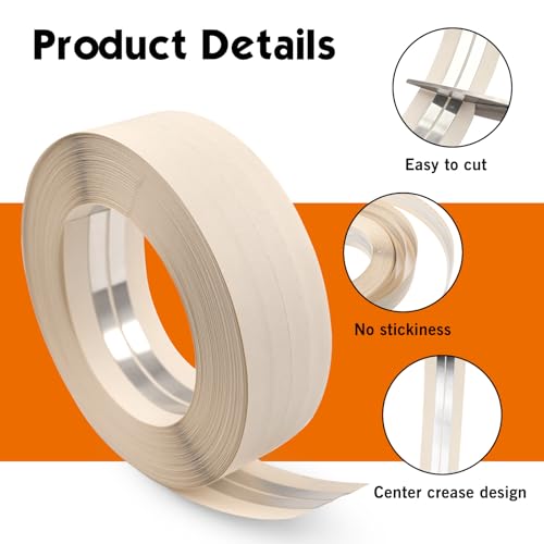 Image of ROLLINGDOG Reinforced Drywall Corner Tape, 2 inch x 98.4' Drywall Tape No Adhesive Side, Inside Outside Corner Bead with Metal for Wall Crack Repair