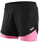 Lixada Women's Running Shorts 2-in-1 Double Layer Elastic Waistband Workout Fitness Active Yoga J...