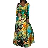 👗👸Es kann als locker Minikleid getragen, süß und modisch. Ideal für den Sommer, mit einem Paar Bohemian Flats oder High Heels , machen Ihre Beine Gerade und schlank , Bequem und atmungsaktiv.Frauen Casual Kleid Langes Shirt Lose Tunika V-Ausschnitt Langarm Vintage Retro Minikleid,Es eignet sich perfekt zum Überziehen am Strand oder am Pool. Winter Herbst Sommer Frühling Die Sale Kleider