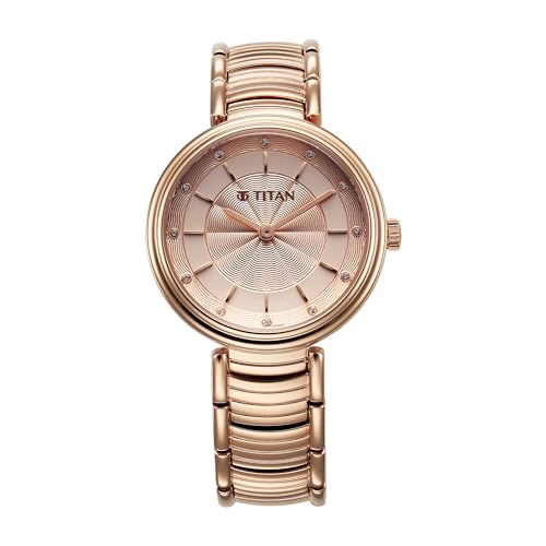 Image of Titan Aura Quartz Analog Rose Gold Dial Rose Gold Stainless Steel Strap Watch for Women-95240WM01