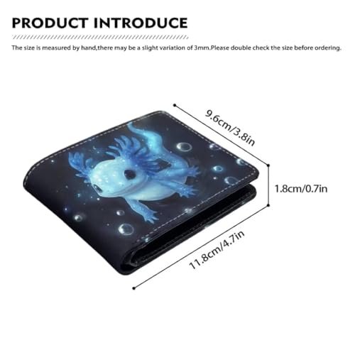 Image of Coldinair Axolotl Leather Wallets for Boys 6-12 Blue Bifold Wallet for Teen Boys,Cool Credit Card Cash Id Holder Rfid Blocking Small Wallets with Coin Pocket