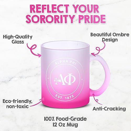 Taza Gamma Phi Beta de vidrio con diseño Ombre miniatura 2