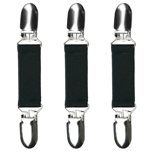 SUITUA Classic Mitten Clips (3-Pack) Heavy-Duty Glove Keepers Cinch Clips for Skiing Work Dress; Fabric-Safe Plastic Insert (Black 1 inch)