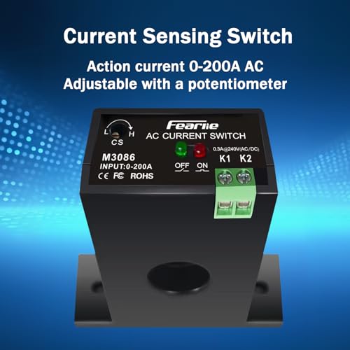 Nodehawk 3395597999552 Ac Current Sensing Switch Current Sensing Relay 0-200A Normally Closed Current Sensor Monitoring Relay,Linkage Plc Signal,Overload Controller thumb #2