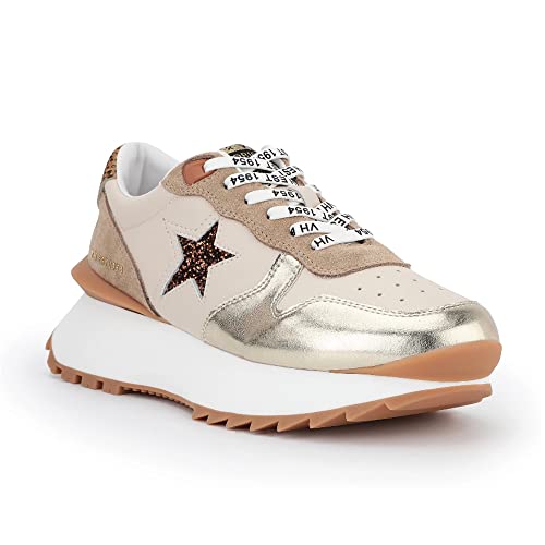 VINTAGE HAVANA Womens Glitter Casual and Fashion Sneakers Gold 8.5 Medium (B,M)