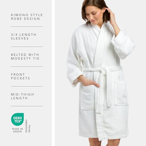 Fishers Finery Women's Terry Bathrobe; Kimono Style; Front Pockets3