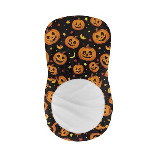 Image of Bar Stool Covers with Backs Elastic Counter Height Chair Covers Halloween Pumpkin Moon Waterproof Dust Proof Swivel Bar Stool Covers Slipcovers Set of 2