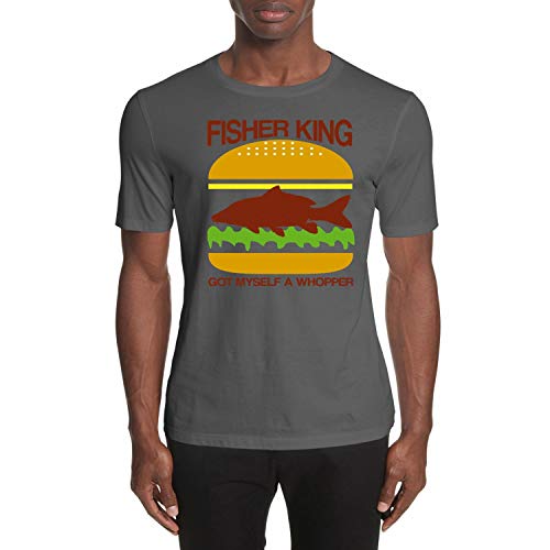 T-shirt pêcheur roi gris M, le cadeau idéal pour homme