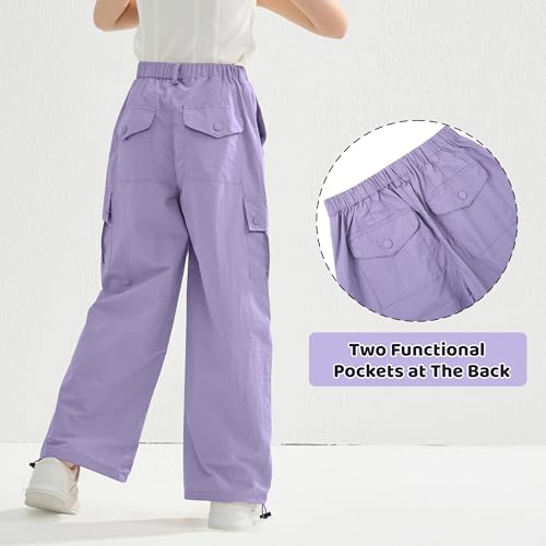 Image of Rolanko Parachute Pants for Girls Y2K Cargo Trousers with Pockets Harajuku Jogger Pants Kids 4-14 Years
