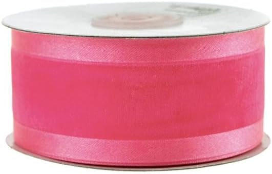 Homeford Satin-Edge Sheer Organza Ribbon, 1-1/2-inch, 25-Yard, Hot Pink