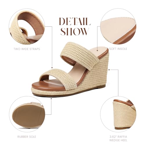 Image of mikarka Slip On Wedge Sandals for Women Open Toe Espadrilles Platform Slides Dressy High Heel Beach Summer Sandal Comfortable Wedges Shoe Mules