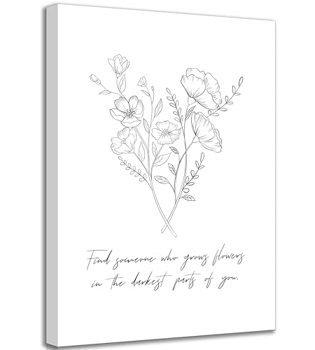 Sun to Me Country Music Inspiration Canvas Wall Art Minimalism Black White Retro Flower Picture Wall Decor Lyric Poster Print Artwork for Bathroom Living Room Bedroom Office Home Decoration