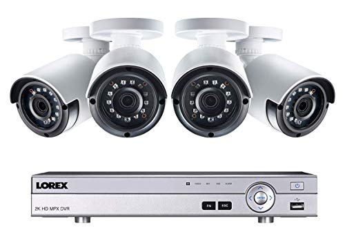 Lorex Weatherproof Indoor/Outdoor Home Surveillance Security System, 4MP Super HD IP Wired Bullet Cameras w/Long Range Color Night Vision (4 Pack)  Includes 8 Channel 4K DVR + 1 TB Storage Hard Drive