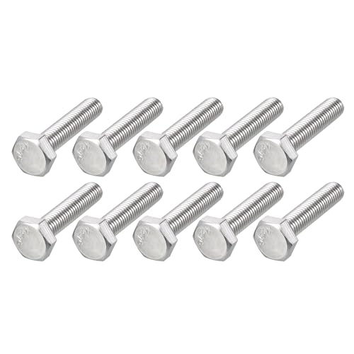Image of METALLIXITY Hex Bolts (M10-1.5x45mm) 10Pcs, 304 Stainless Steel Coarse Fully Threaded Hex Head Screw Bolt Machine Screws - for Furniture Repair, Silver
