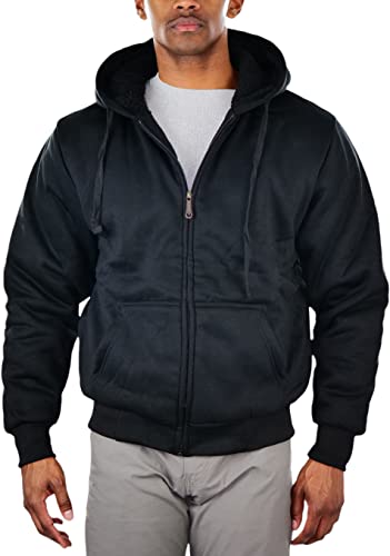 Image of ToBeInStyle Men's Polar Fleece Long Sleeve Zip Up Kangaroo Pocket Cold Weather Hoodie Jacket