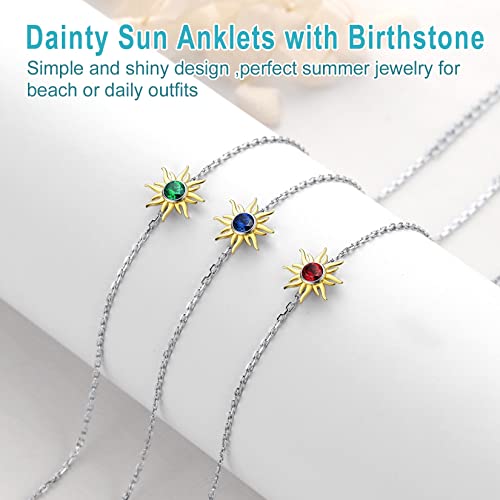 Silvercute You're My Sunshine Anklets For Women, 925 Sterling Silver Link Chain February Birthstone Bracelets, Sunflower Anklets 8.5"-10.5" #TOP4